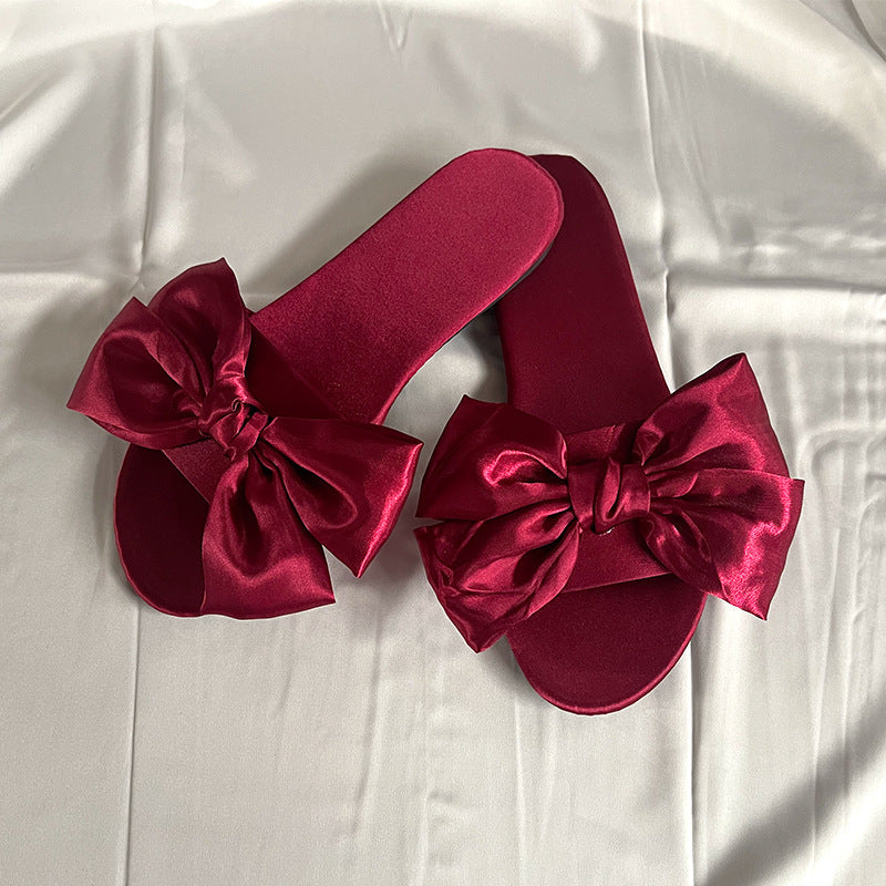 Bride Wedding Hand Gift Silk Joyful Red Bow Tie Shoes