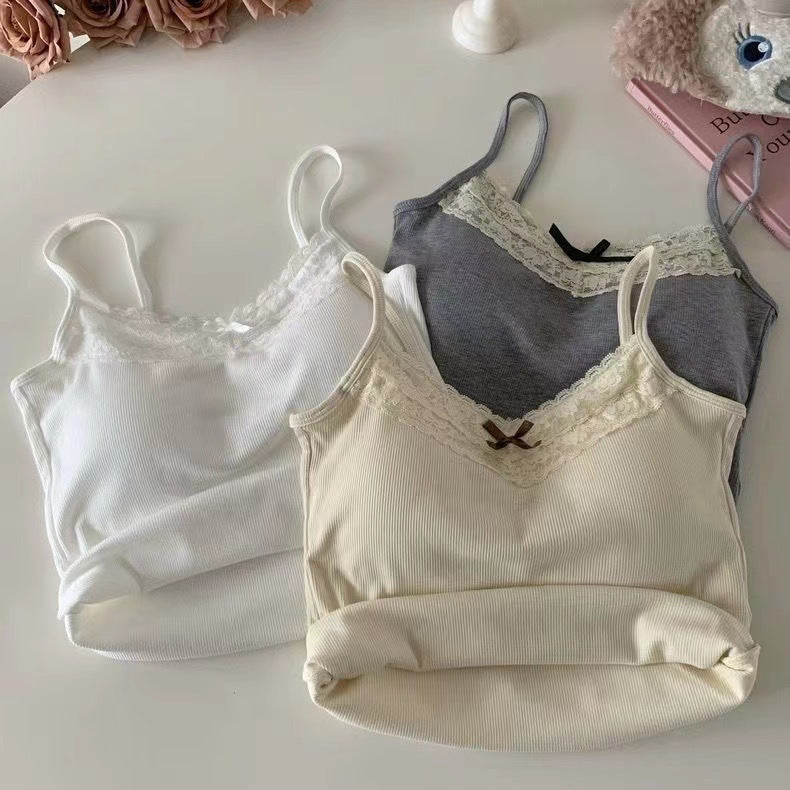 Bow Lace Seamless With Braces And Breast Pad