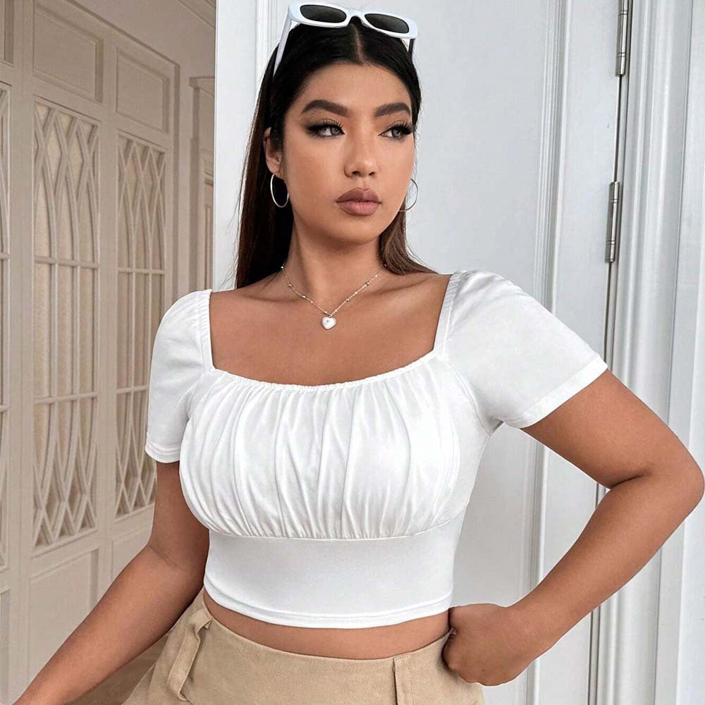 Elegant Square Neck Summer New Slim-fit T-shirt
