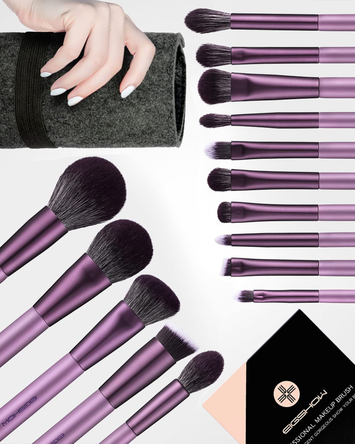 Make up Pinsel, 15 Teile Essenzielle Profi Kosmetikpinsel Im Set, Schminkpinsel, Vegan Make up Pinsel, 7 Stk Lidschattenpinsel, Puder, Rouge, Foundation, Highlighter Pinsel Usw. (Blau)