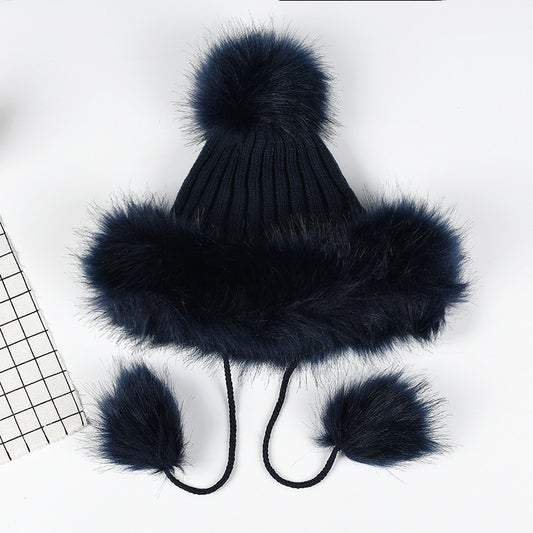 Women's Temperament With A Hundred Plus Thickened Fur Ball Hat