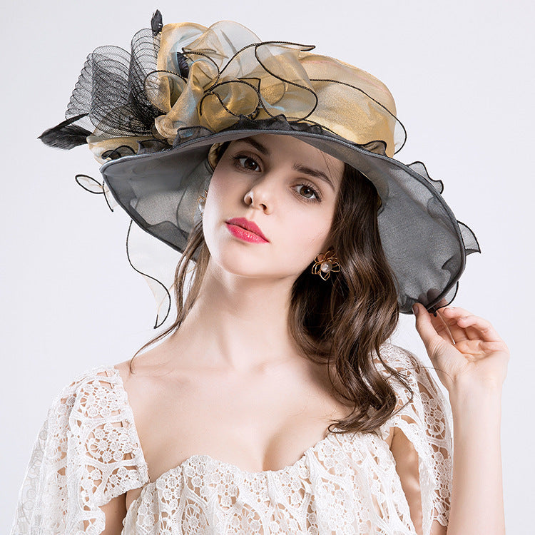 Fashion Sunscreen Mesh Sun Hat With Large Brim Shade