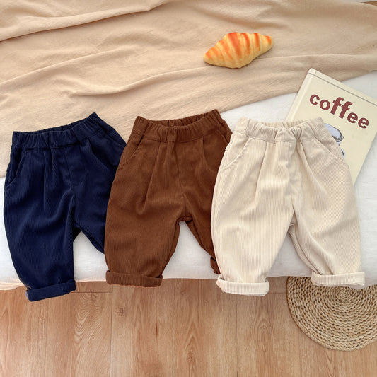 Korean Style Children's Pants Autumn Winter Retro Corduroy