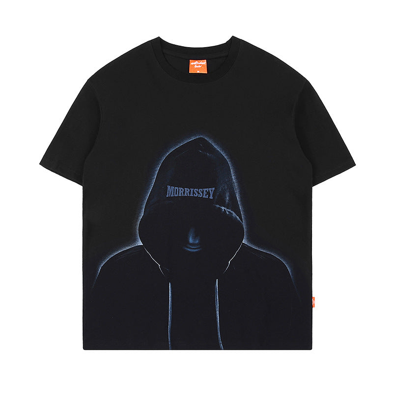 Loose Street Black Printed Round Neck T-shirt