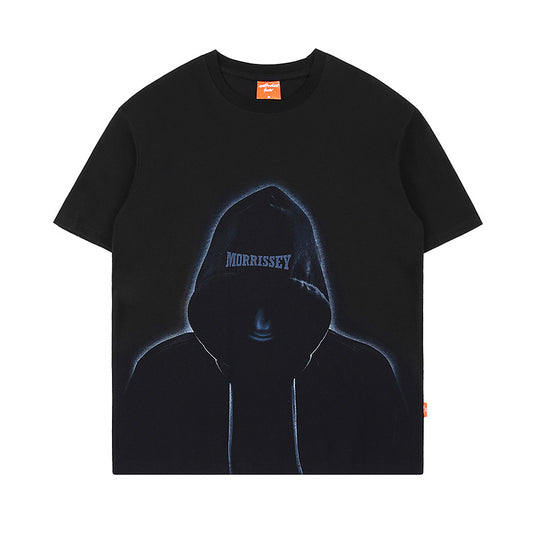 Loose Street Black Printed Round Neck T-shirt