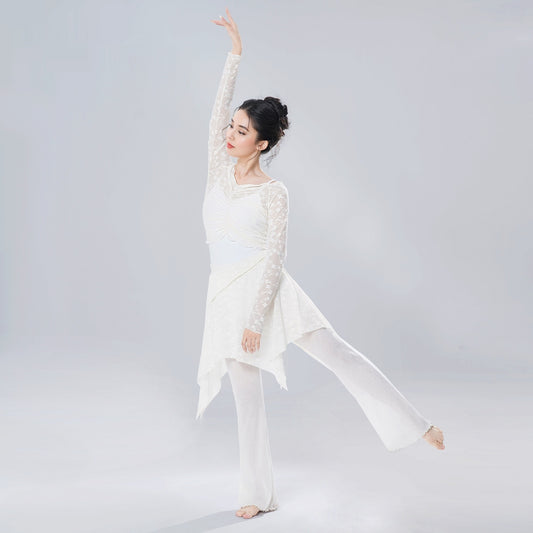 Ballet Long-sleeve Off-shoulder Outerwear Practice Suit Bodywear Set
