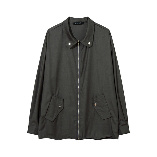 Spring And Autumn Lapel Zipper Shirt Coat