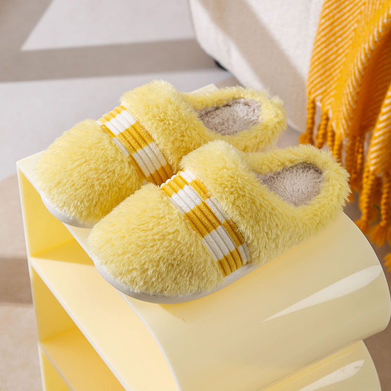 Plaid Couple Home Warm Cotton Slippers