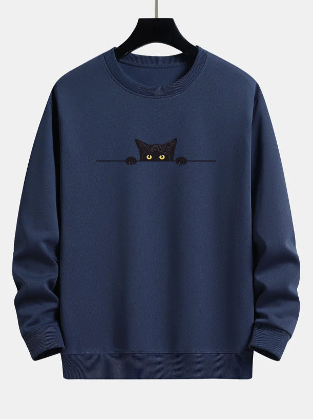 Creative Cat Print Cute Cat Round Neck Sweater
