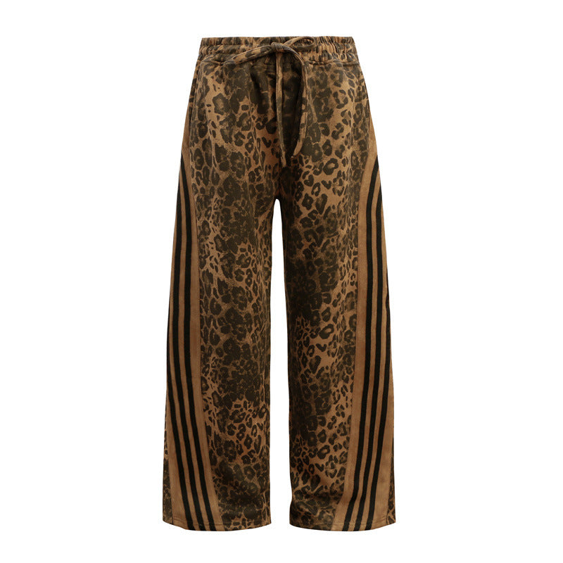 Leopard Print Niche Stand Collar Zipper Special Jacket Coat Retro Set