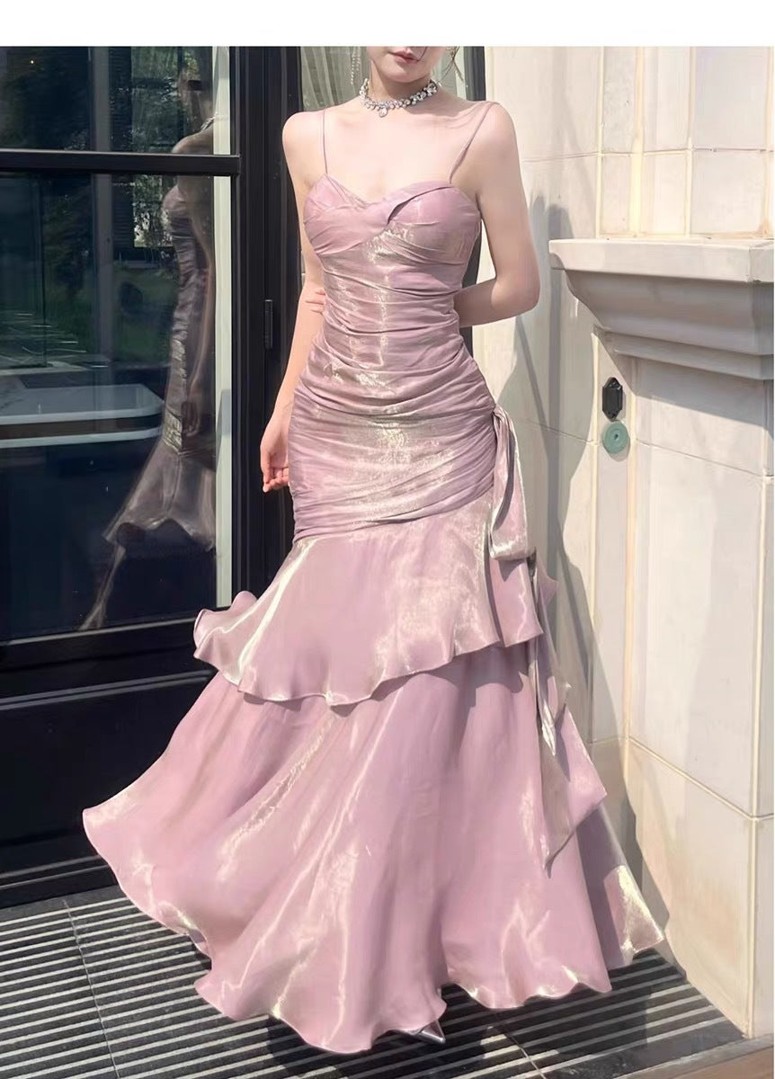 Womens Spaghetti-strap Mermaid Dress