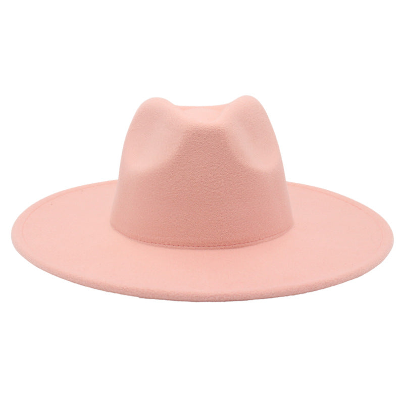 Large Brim Solid Color Cashmere Fashion Felt Jazz French Top Hat