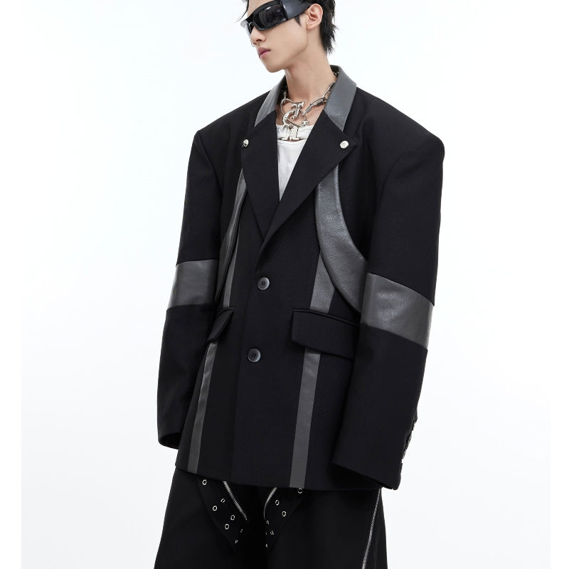 Niche Deconstruction Three-dimensional Stitching Padded Shoulder Suit Jacket