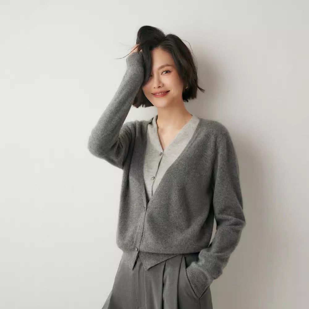 Women's Fake Two-piece V-neck Sweater