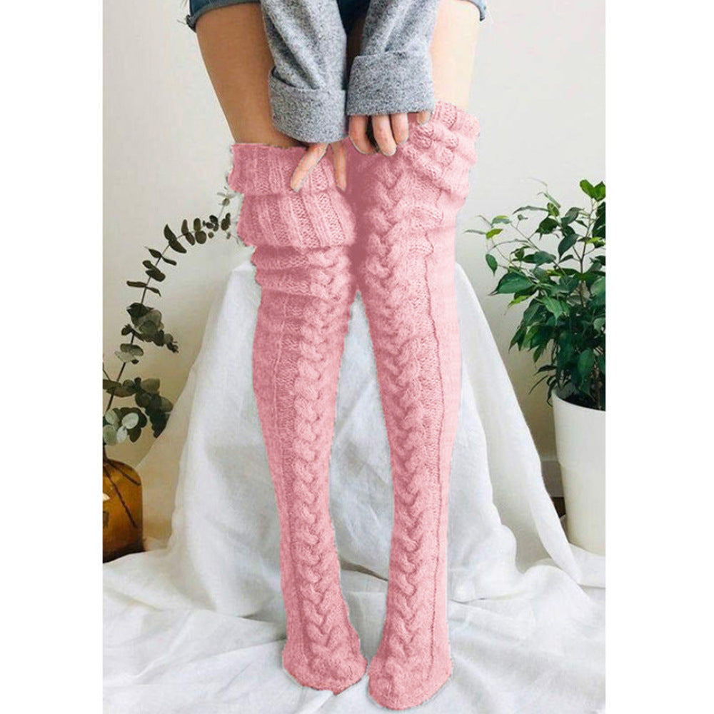 Women's Solid Color Over-the-knee Wool Foot Warmer Stockings