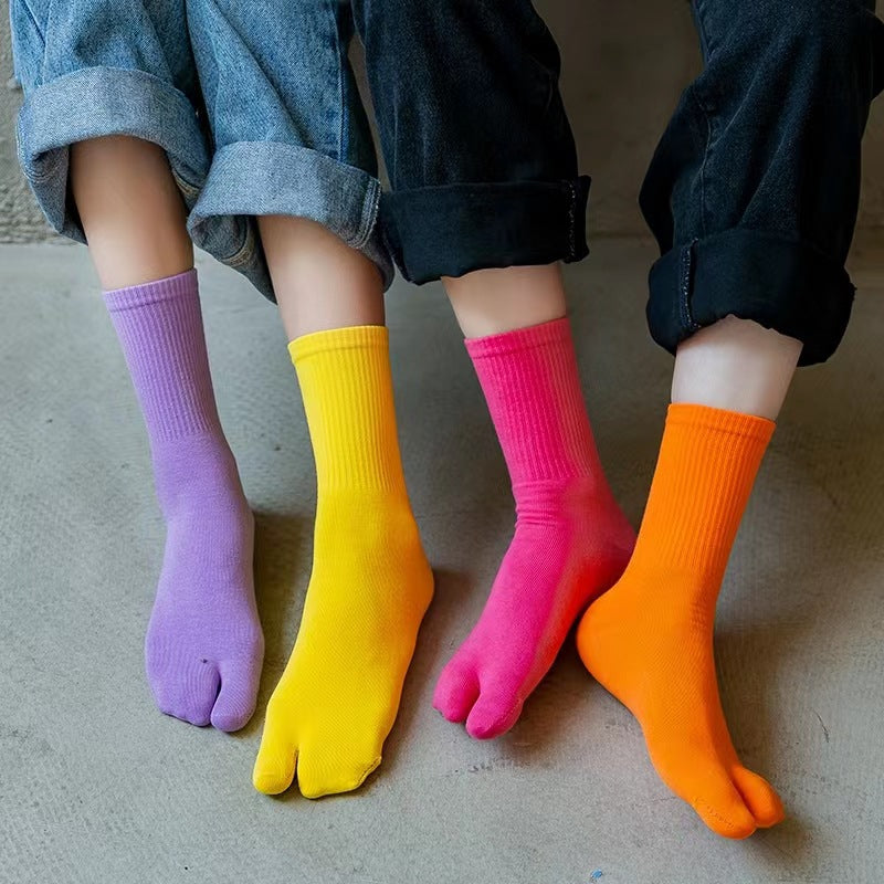 Women's Solid Color Two Toe Summer Socks