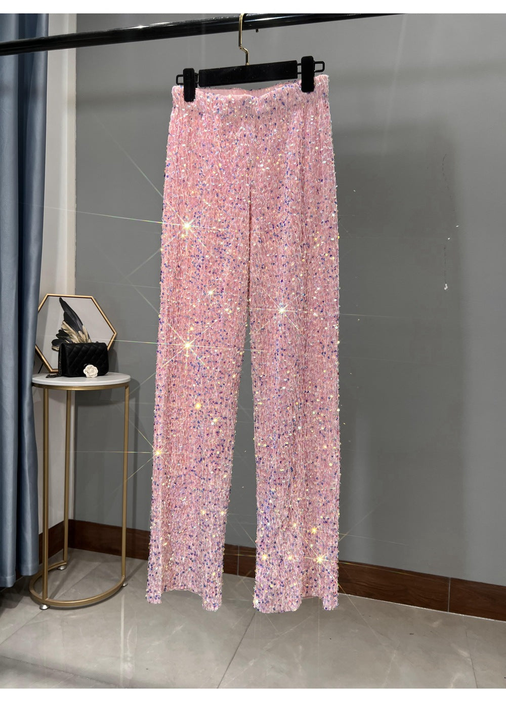Women's Sequin Wide-leg Pants Lengthened Draping Mop