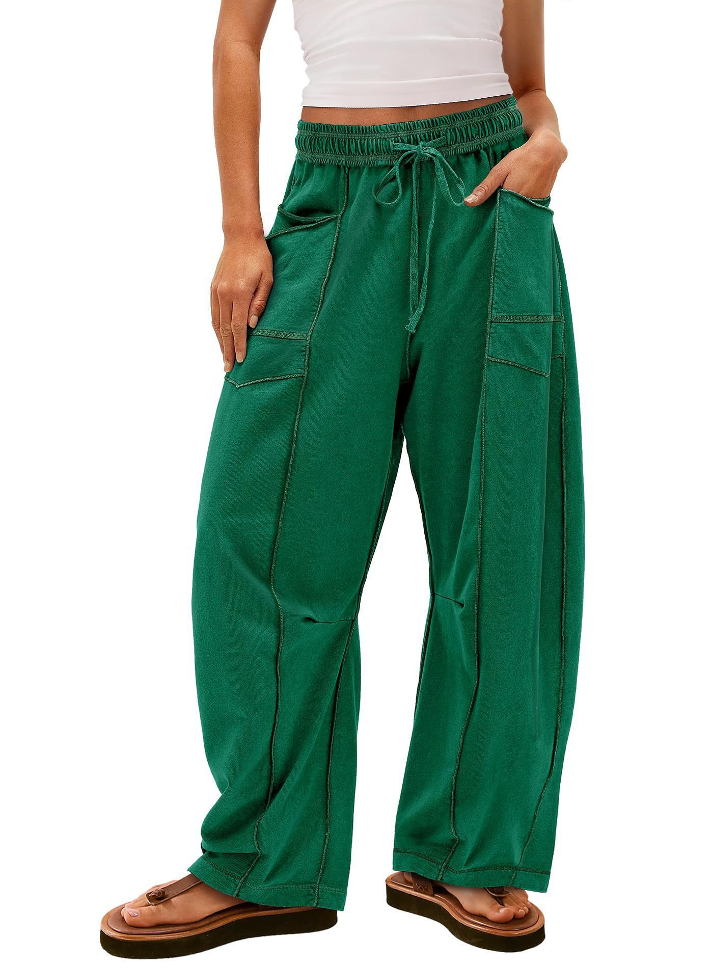 Casual Summer Wide Leg Drawstring Waist Casual Pants