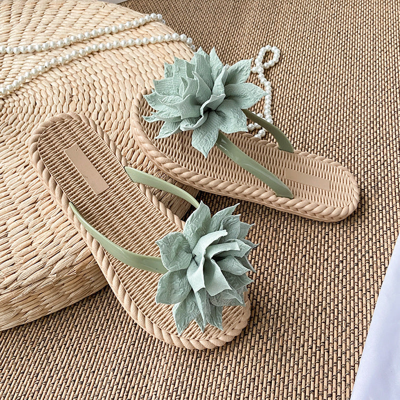 Gentle Woman Blomster All-matching Flade Sko Skridsikre Strandsandaler