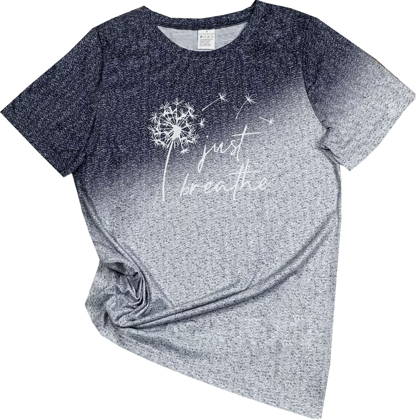Europæisk og amerikansk T-shirt med gradientprint, rund hals, lige snit