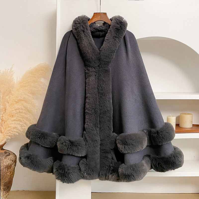 Knitted Cardigan Shawl Cape Coat