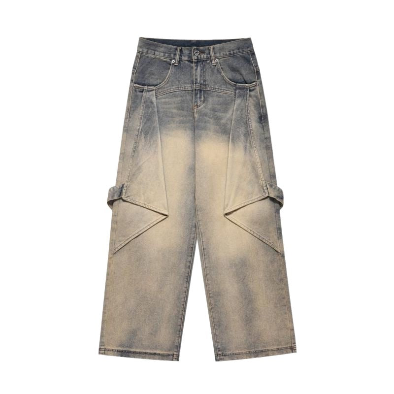 Ti Tre Rækker Stegt Gade Retro Deformation Lidt Flared Jeans