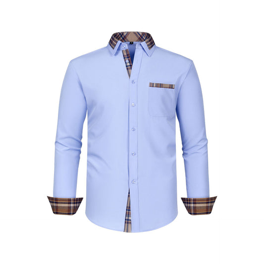 Mens Long-sleeve Shirt With A Patchwork Floral Collar