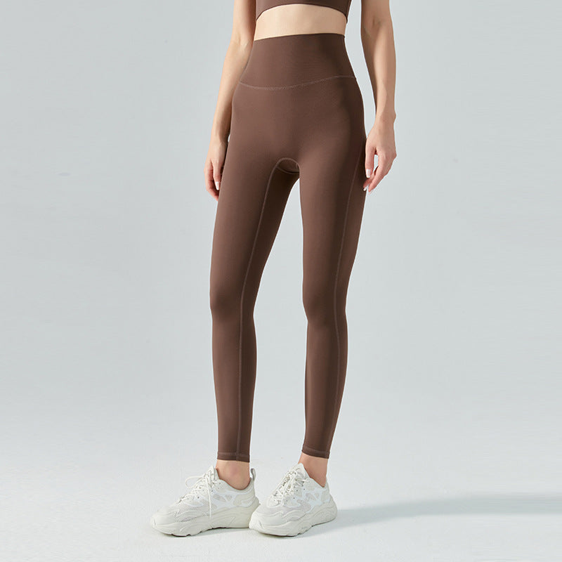 Nude Feel High Waist Belly Contracting Yoga Pants Double-sided Brushed Fitness