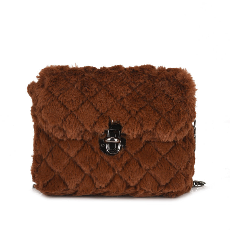 Women's Fashion All-match Plush Chain Shoulder Messenger Bag