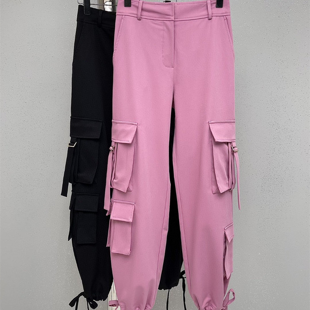 Millennium Spice Multi-pocket Straight Drawstring Cargo Pants