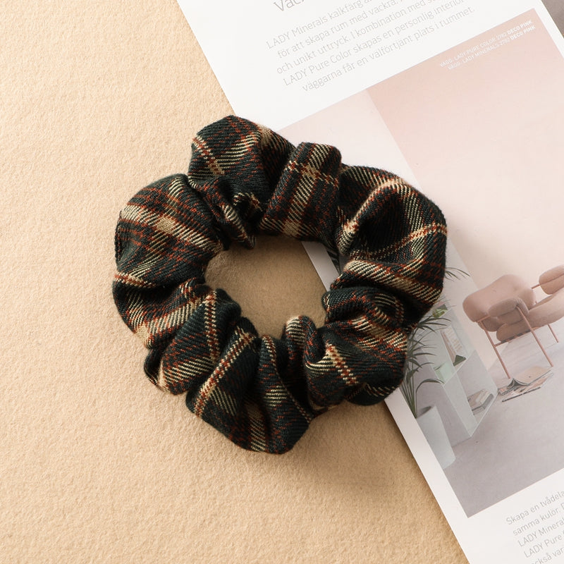 Plaid Print Large Intestine Ring Women's Hair Tie