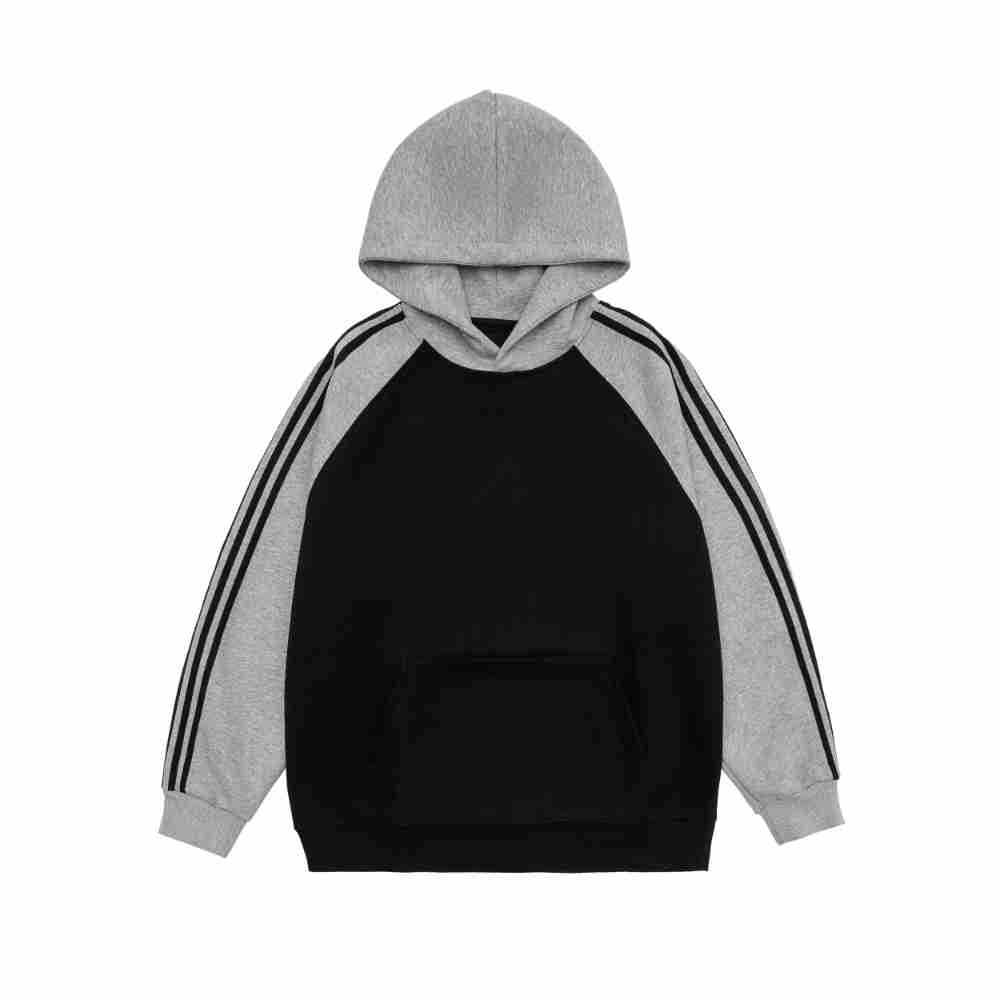 Herre- og dame-stribet kontrastfarve syet raglan-top