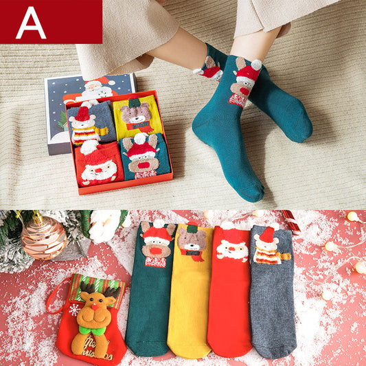 Julesokker damer tubestrømper ren bomuld efterår og vinter strømper