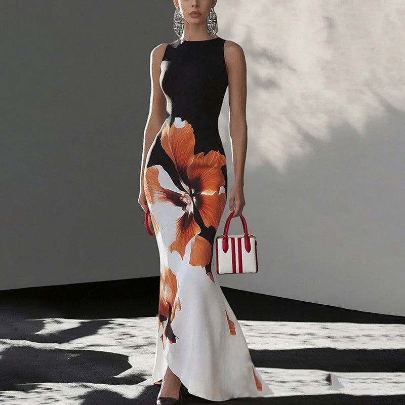 Fashionable And Casual Women's Printed Elegant Sleeveless Dress
