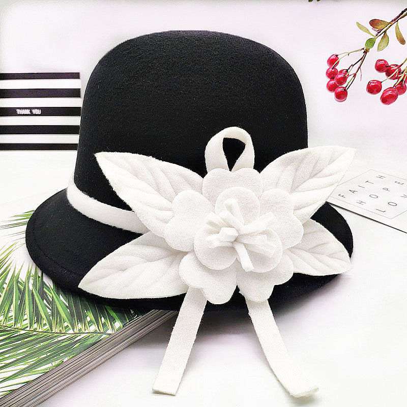 Retro Black And White Flower Fashion Hat Casual