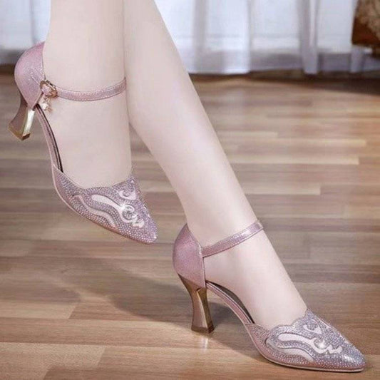 Summer Pointed Toe Stiletto Baotou Korean Women's Shoes One Word Buckle Sandals