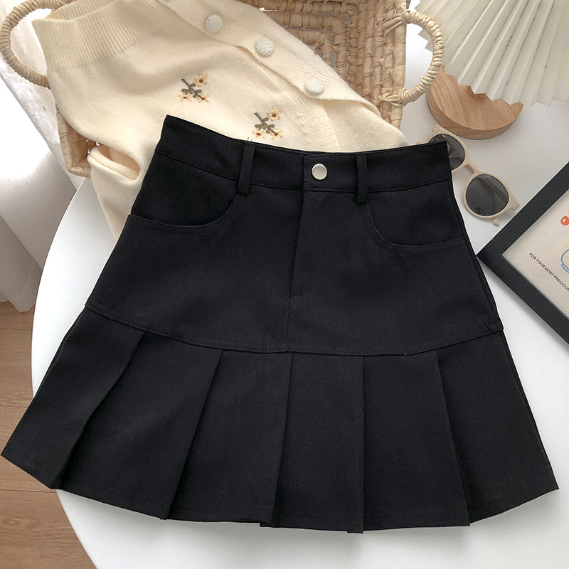 Fashion High-waisted A-line Pleated Skirt Women