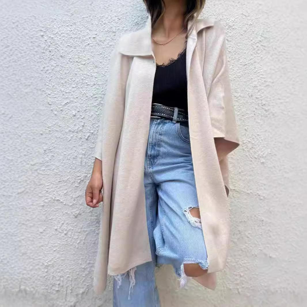 Løs Trenchcoat til Kvinder med Én Knap