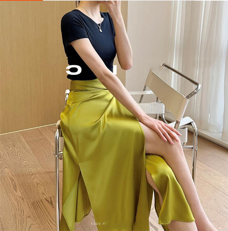 Double Sided Satin Full Arch Needle One Piece Tie Up Skirt