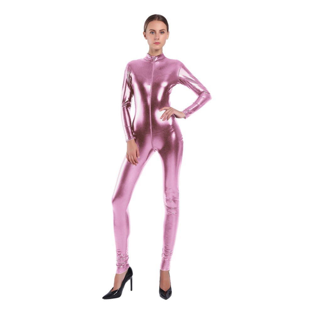 Women's Rubberized Faux Leather Shiny Bodysuit