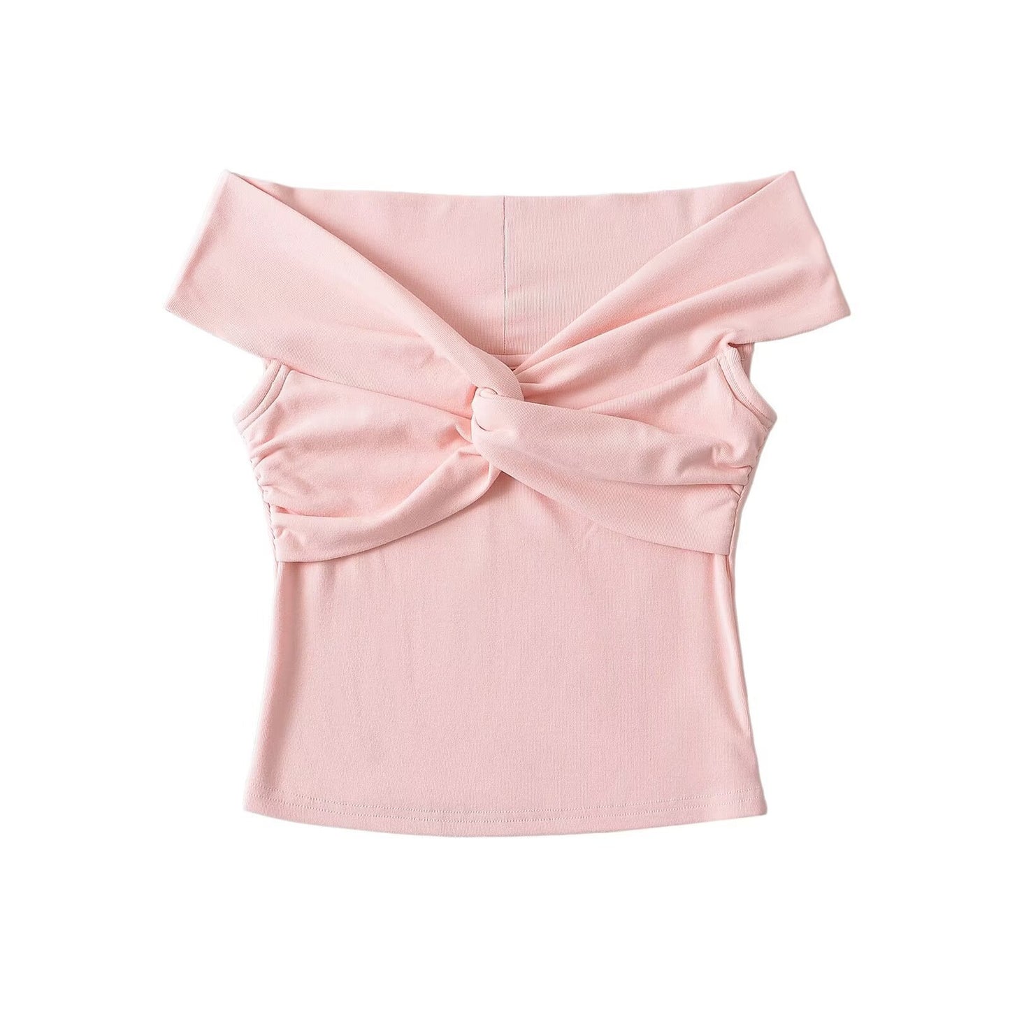Pleated Twisted And Layered Short-sleeve T-shirt