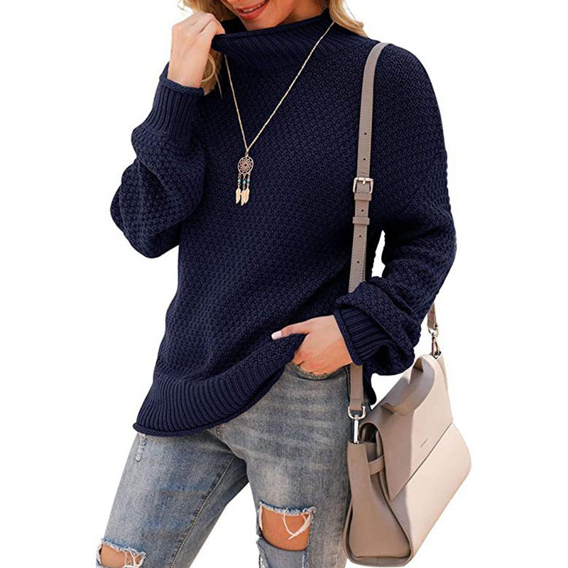 Half Turtleneck Plus Size Batwing Long Sleeve Pullover Loose Sweater