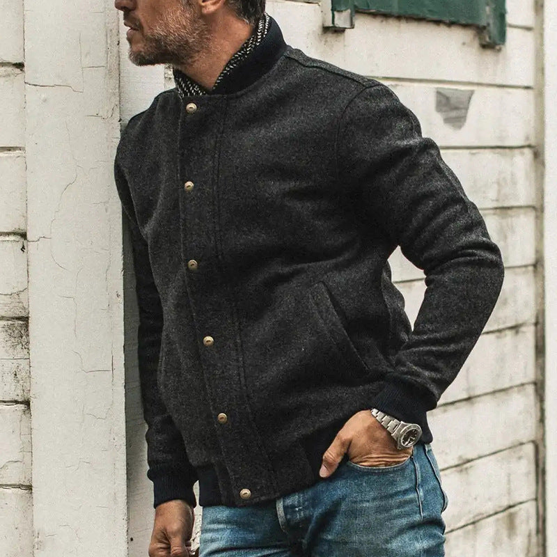 Casual Fashion Solid Color Jacket Men's Coat