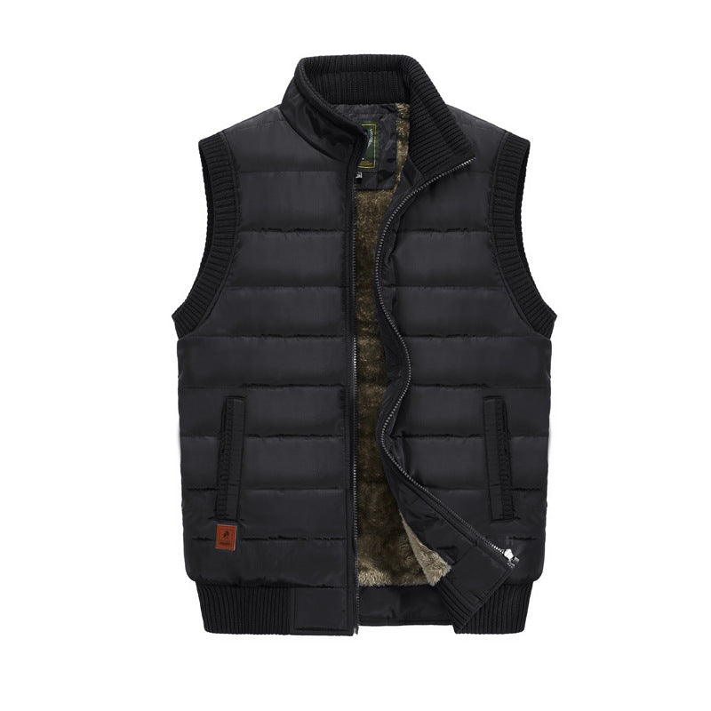 Men's Fleece-lined Thickened Casual Stand Collar Pocket Vest