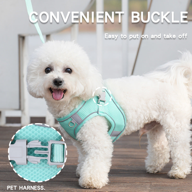 Pet Harness Reflective Plaid Covered Dog Hand Holding Vest Dog Rope