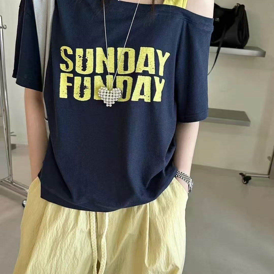 Kortærmet løs, slankende T-shirt-top