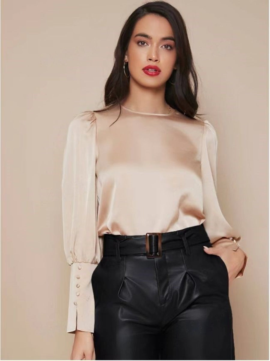 Women's Long Sleeved Satin Shirt