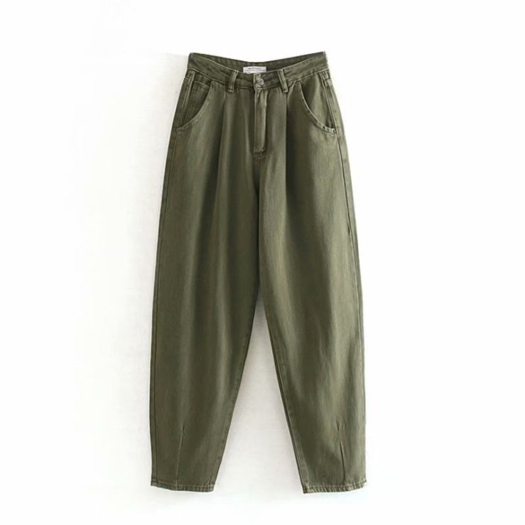 European and American style pleated loose fashion jeans