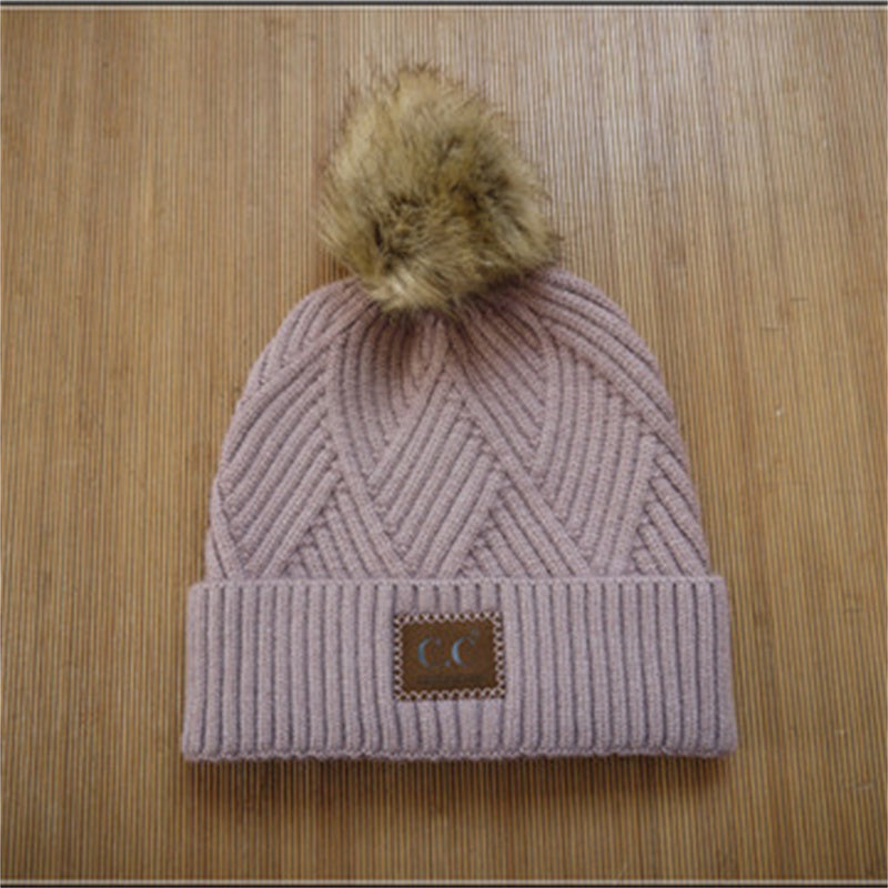 Women's Flanging Wool Ball Pile Woolen Hat