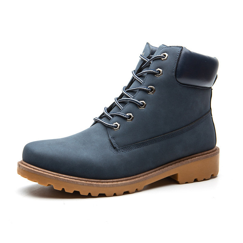 Pink With Velvet Lining Warm Flat Bottom High-top Men's Shoes Couple Martin Boots